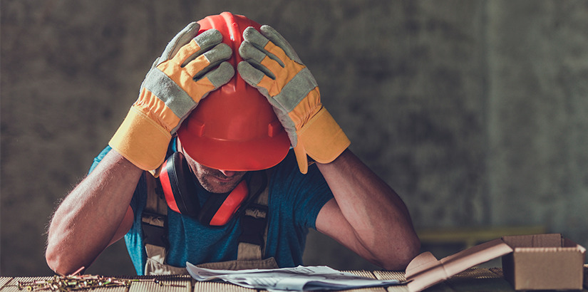 Canteiro de obras: mestre de obras frustrado põe as mãos na cabeça