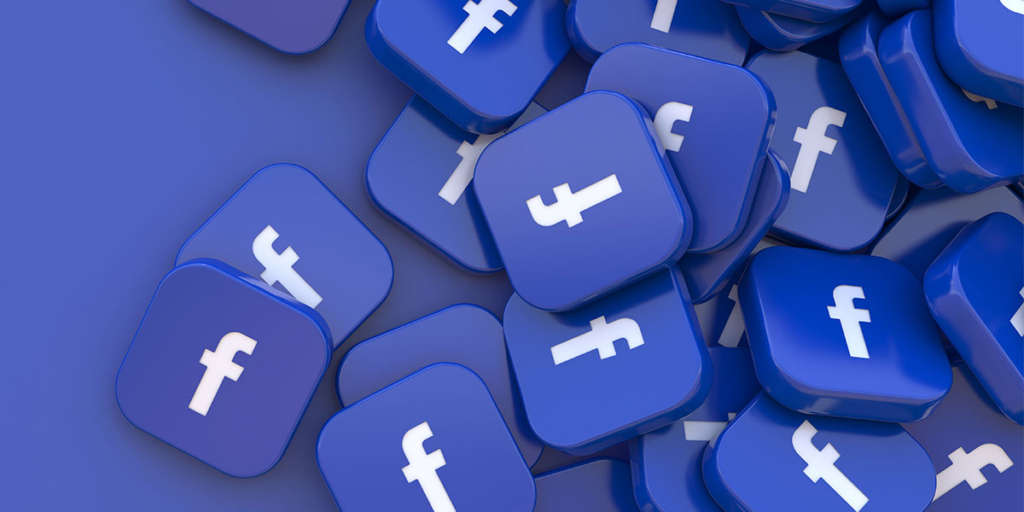 gerenciador de anúncio do facebook: imagem de várias logosdo facebook empilhadas.