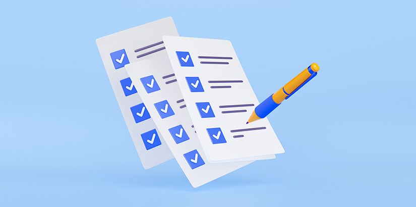 setor da construção: ilustração de papeis com checklist